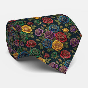 Cravate Roses Jeweltone avec Accents Dorés