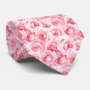 Cravate Roses roses fuchsia rose en aquarelle
