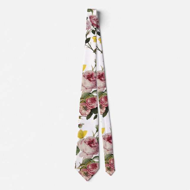 Cravate ROSES ROSES ROSES ET BOUTTERFLIES JAUNES Florales  (Devant)