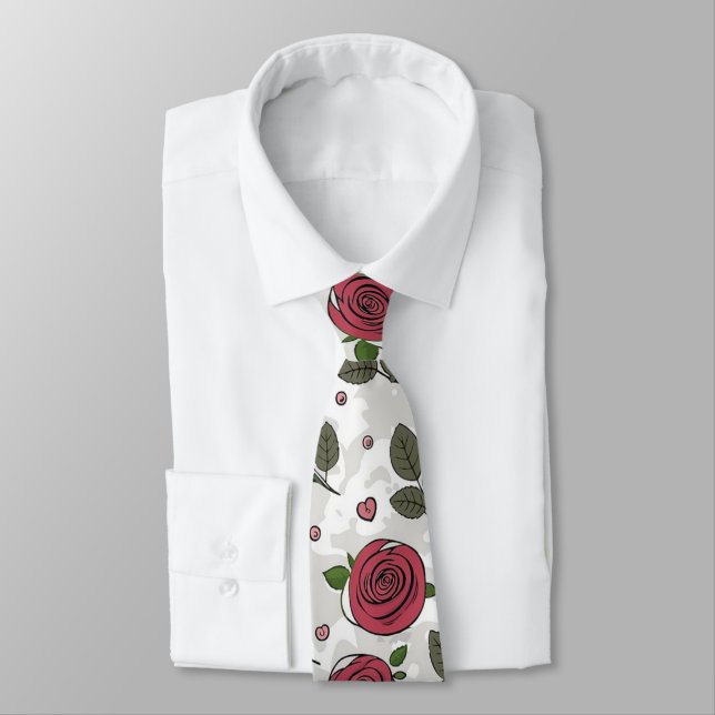 Cravate Roses Rouges  (Attaché)