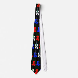 Cravate rouge, blanche et bleue de violon -