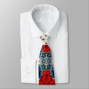 Cravate Rouge Bleu Blanc Floral Patriotique (2)