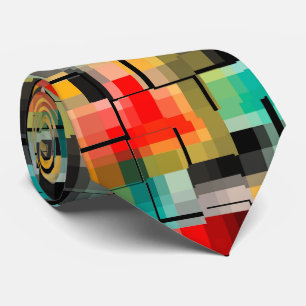 Cravate Rouge bleu jaune