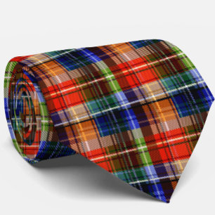 Cravate Rouge Bleu Vert Jaune Carreaux Tartan Design
