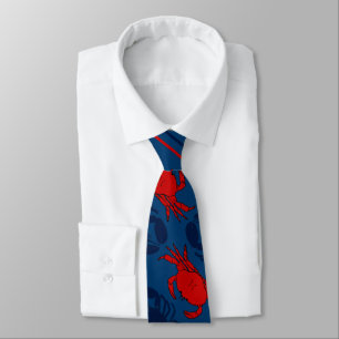 Cravate Rouge Crabes Marine Bleu Homards