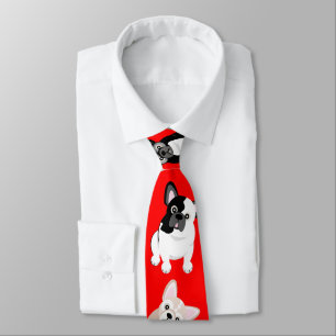 Cravate Rouge de Noël de Français de bouledogues français