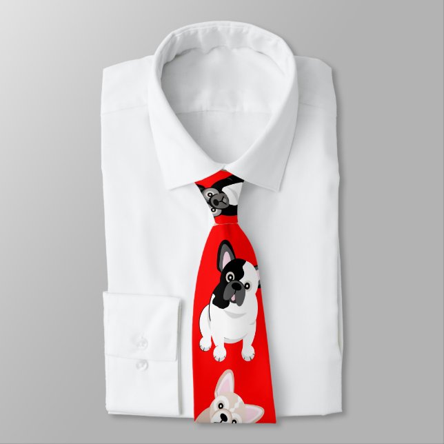 Cravate Rouge de Noël de Français de bouledogues français (Attaché)