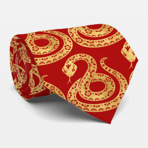 Cravate rouge de style serpent en or chinois