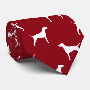 Cravate Rouge et blanc de motif de silhouettes de chien de