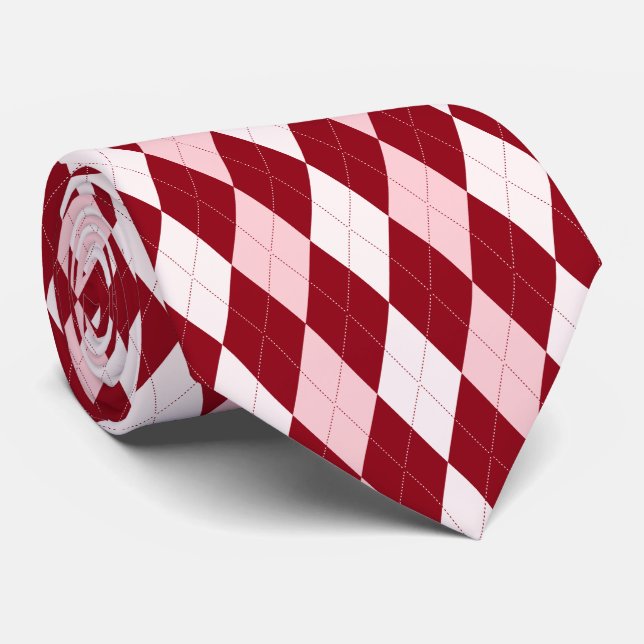 Cravate Rouge Jacquard Crimson rose Petit Diamant Forme (Roulé)