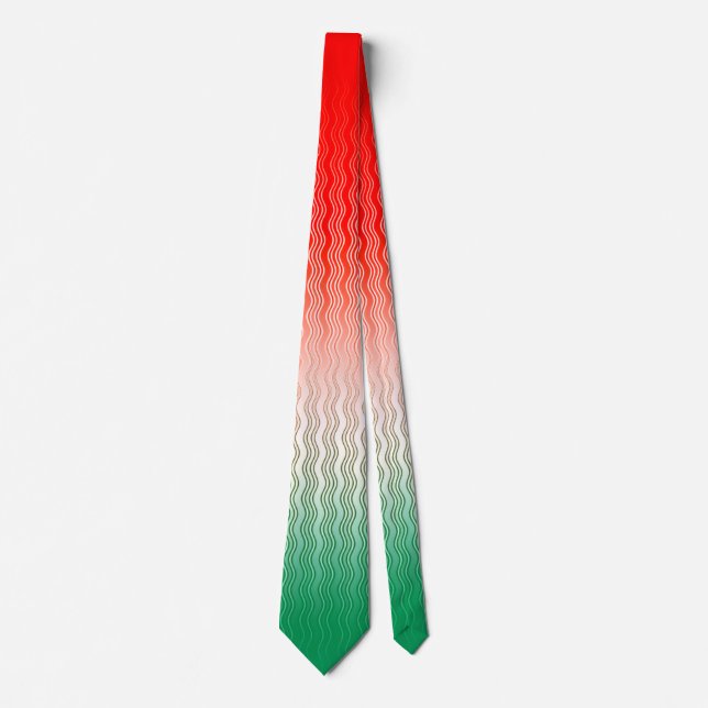 Cravate Rouge Silver Green Wavy (Devant)