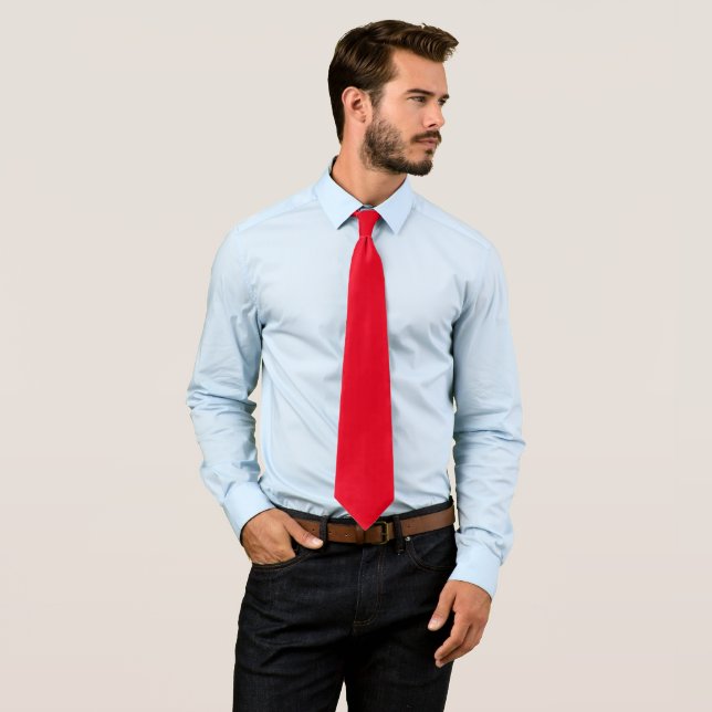 Cravate Rouge simple solide (En situation)