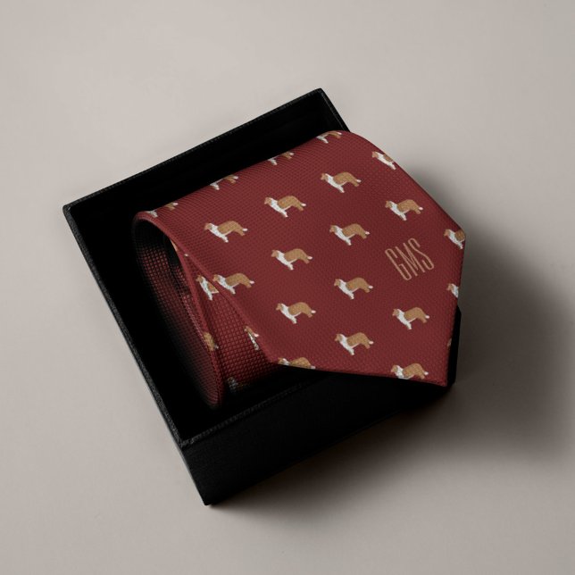 Cravate Rough Collie Chiens Motif Monogrammé (Créateur téléchargé)