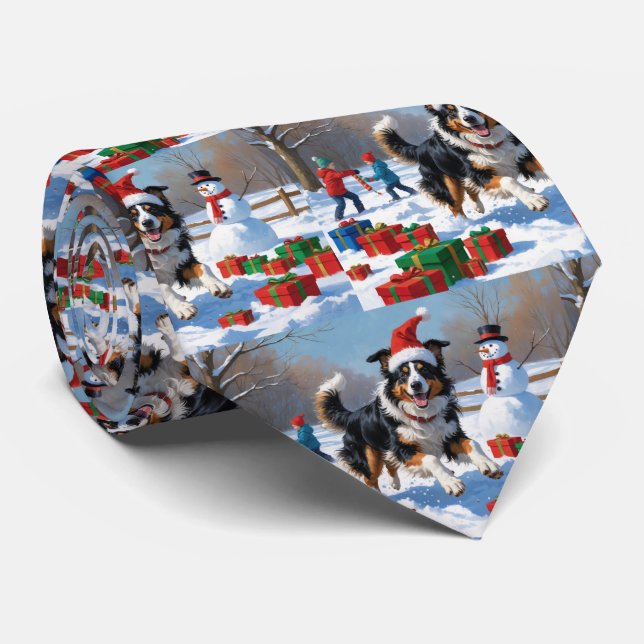 Cravate Rough Collie Courir dans la neige avec le Casquett (Roulé)