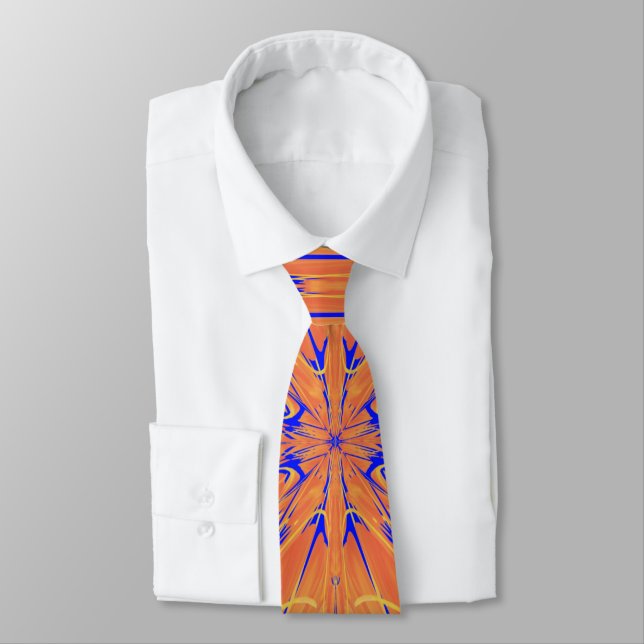 Cravate Royal Blue And Citrus Orange Tropical Art Design (Attaché)