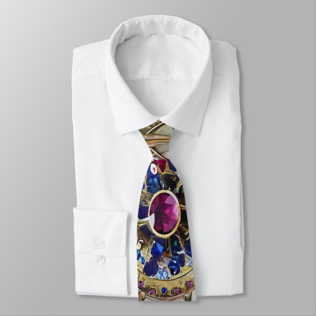 Cravate Ruby, Amethyst, Sapphire et Pearl Mandala (Attaché)