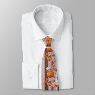 Cravate Rustique Citrouilles d'automne & dentelle fleurie