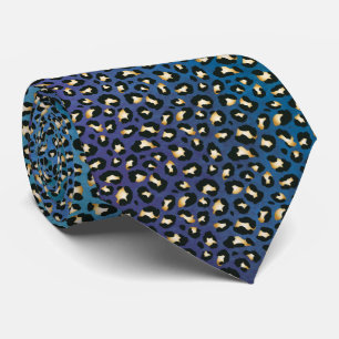 Cravate Safari Empreinte de léopard Marine Blue Rosettes