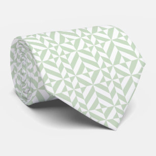 Cravate Sage Green Geometric Deco Cube Pattern