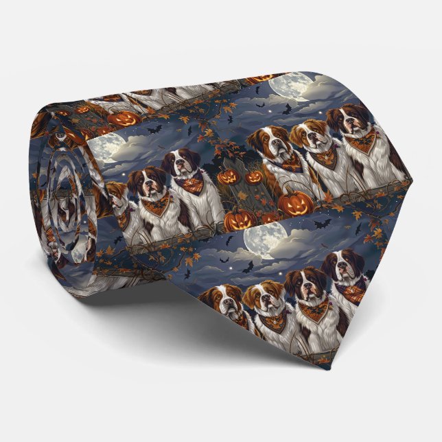 Cravate Saint Bernard Halloween Éffrayant (Roulé)