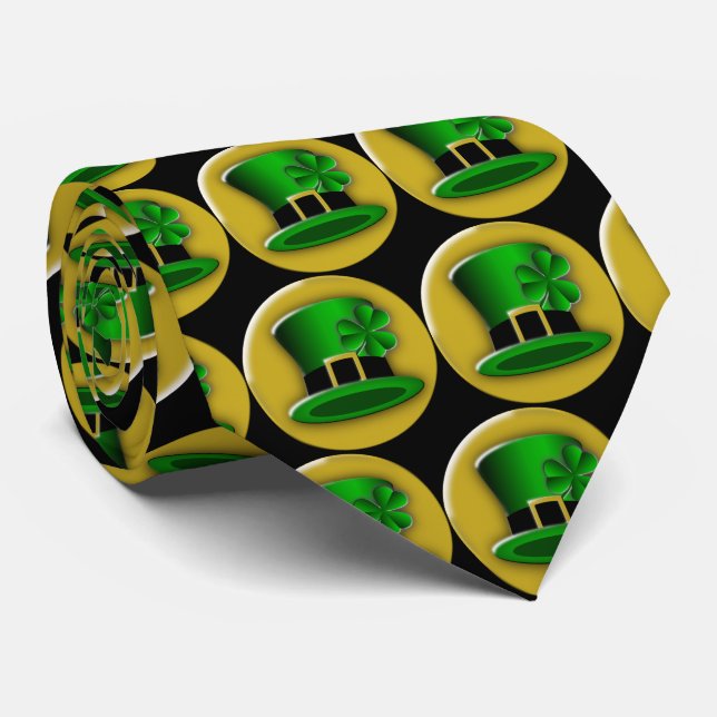 Cravate Saint Patrick's Day Green Leprechaun Casquette (Roulé)