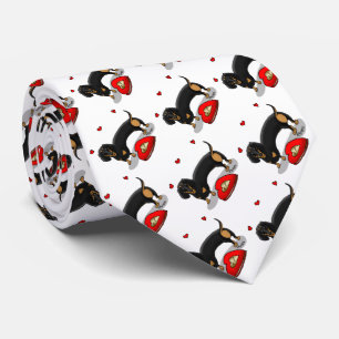 Cravate Saint Valentin Dachshund (noir & bronzette) - Mign