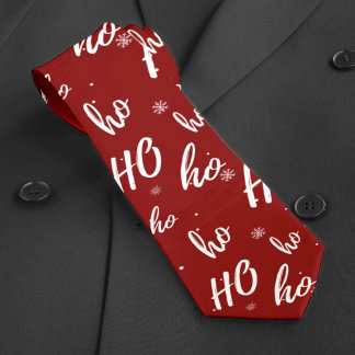 Cravate Santa Claus Ho Ho Ho Noël Flocon de neige foncé ro