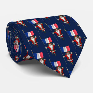Cravate Santa Claus With Flag of France Tricolour