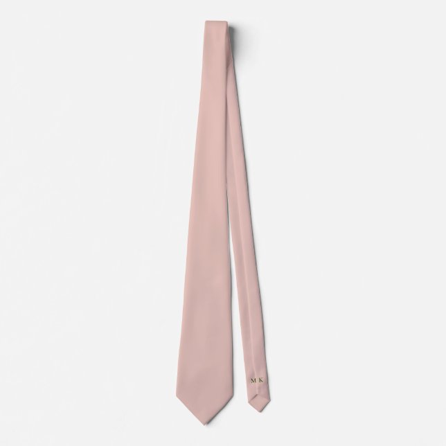 Cravate Saumon rose Groom et Groomsmen Initiales Mariage (Devant)