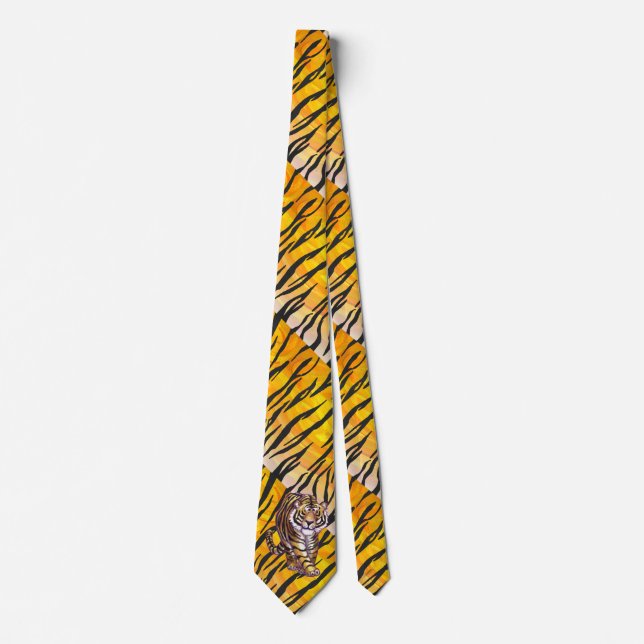 Cravate Sauvage je tigre orange et noir (Devant)