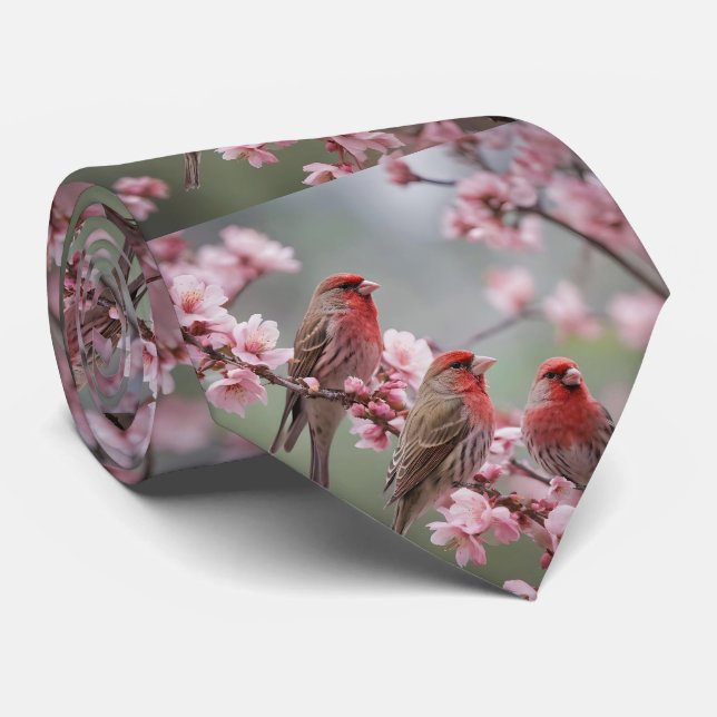 Cravate "Scarlet Trio : Finies rouges parmi les fleurs ros (Roulé)