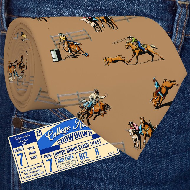 Cravate Scène Western Rodeo Événement Cowboy Cowgirls Hora (Western Rodeo events cowboys and cowgirls necktie)
