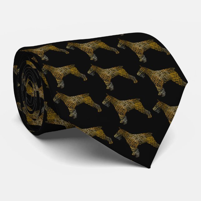 Cravate Schnauzer Chien Silhouette Halloween Noir Cou (Roulé)