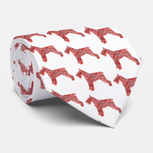 Cravate Schnauzer Christmas Chien Silhouette White Necktie