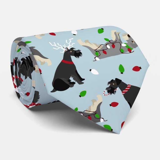 Cravate Schnauzer de Noël (Roulé)