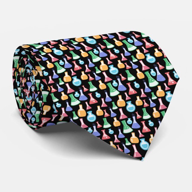 Cravate Science Chimie Coloré Motif enseignant Noir (Roulé)