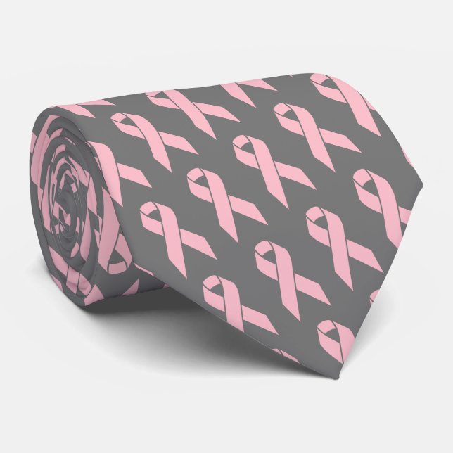 Cravate Sensibilisation au cancer du sein Ruban rose (Roulé)