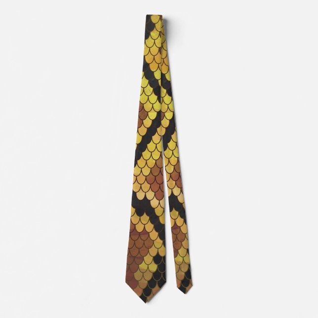 Cravate Serpent Brown et impression or (Devant)