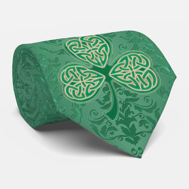 Cravate Shamrocks verts irlandais du jour de St Patrick (Roulé)