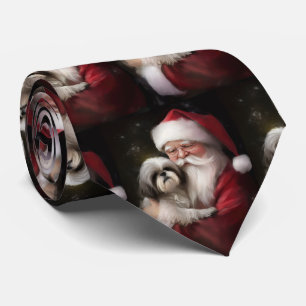 Cravate Shih Tzu Avec Noël Festif Du Père Noël