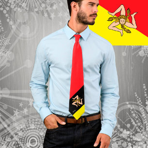 Cravate Sicile, Triskelion Cravate, drapeau sicilien mode
