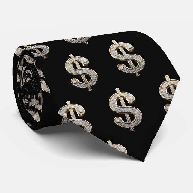 Cravate Signe diamant et argent Dollar (Roulé)