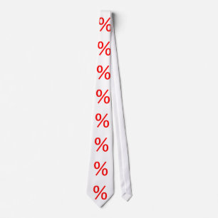 Cravate Signe en pourcentage rouge en blanc