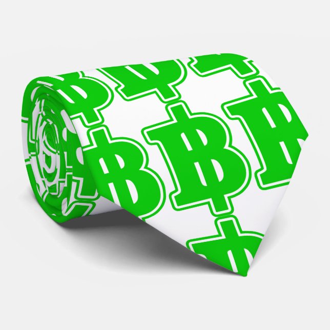 Cravate SIGNE VERT BAHT ฿ devises thaïlandaises ฿ (Roulé)