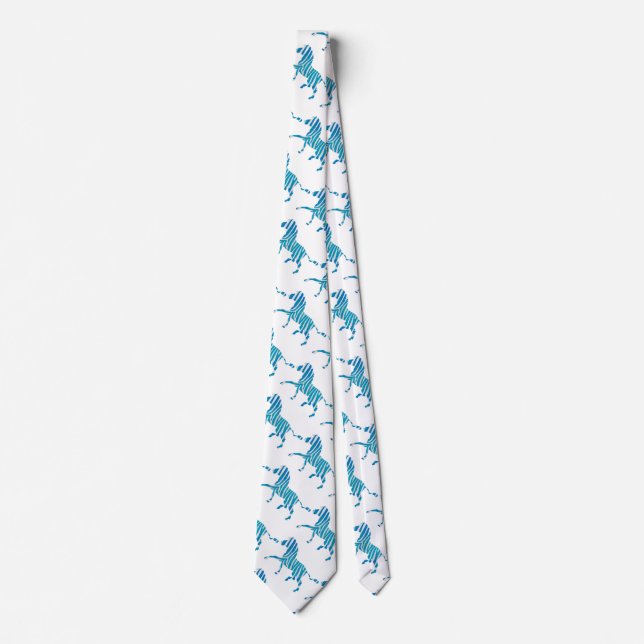 Cravate Silhouette bleue et blanche Zebra (Devant)