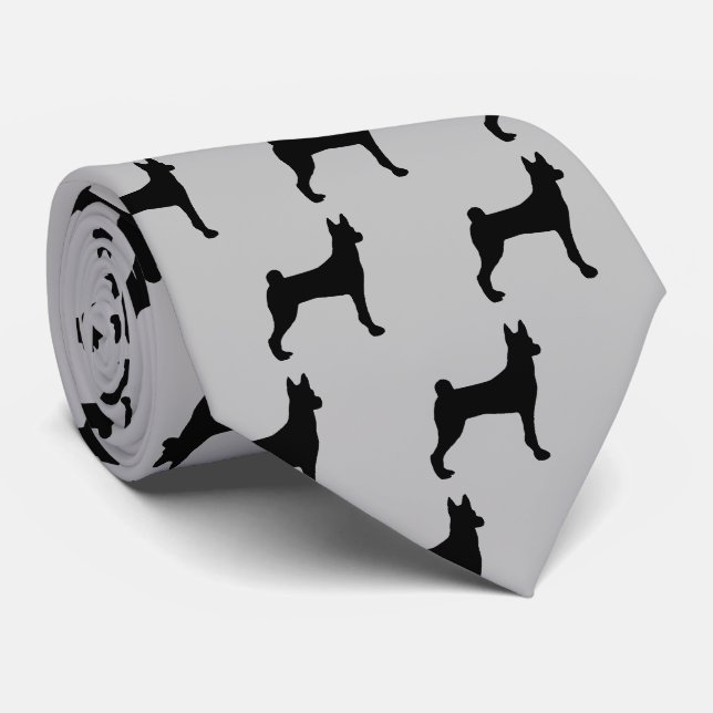Cravate Silhouette de Chien Basenji (Roulé)