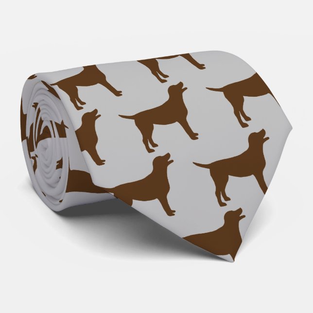 Cravate Silhouette de chien du laboratoire de chocolat (Roulé)