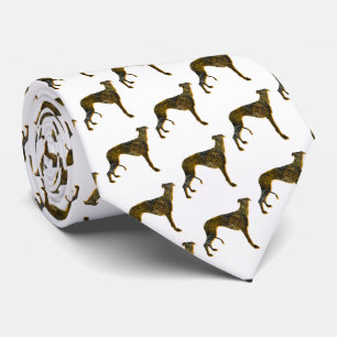 Cravate Silhouette de Chien Greyhound Lurcher Halloween Bl