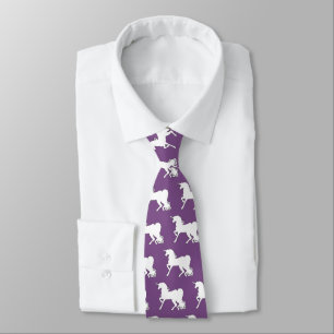 Cravate Silhouette Unicorne Blanche