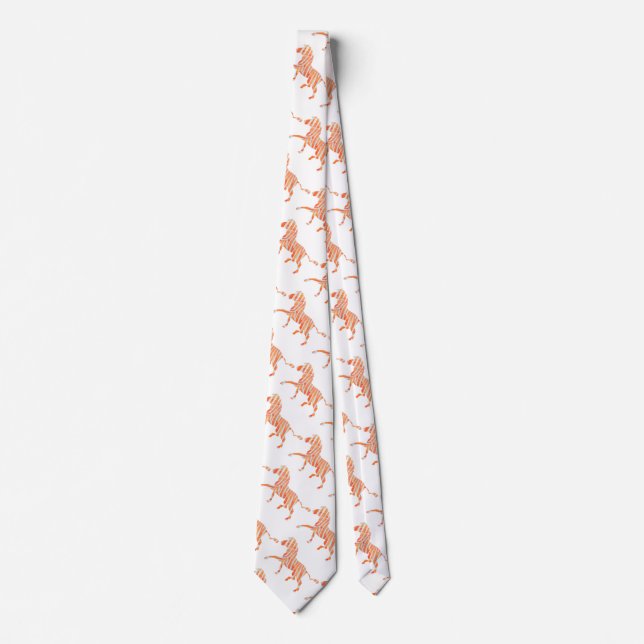 Cravate Silhouette Zèbre orange et blanc (Devant)